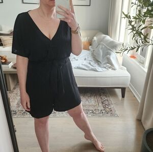 Black v-neck romper